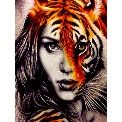 Tiger Beauty - Full Round Drill Diamond Painting 30*40CM