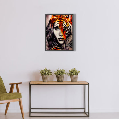 Tiger Beauty - Full Round Drill Diamond Painting 30*40CM