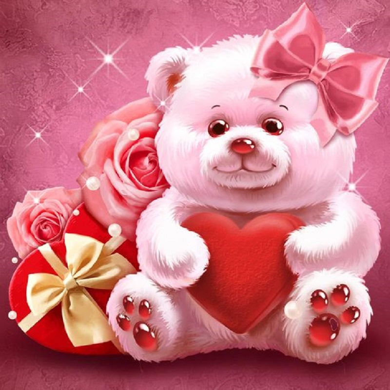 Love Bear - Full Round Drill Diamond Painting 30*30CM