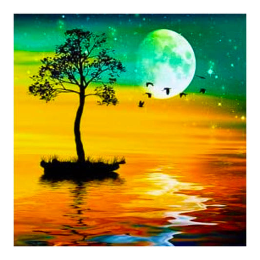 Moon Tree Shadow - Full Round Drill Diamond Painting 30*30CM