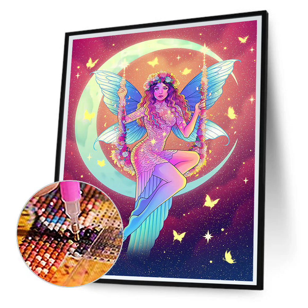 Fairy On The Moon - Full Round Drill Diamond Painting 40*50CM