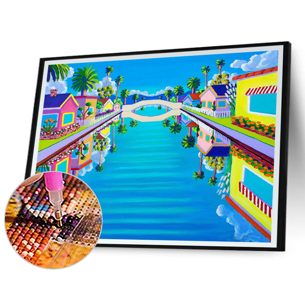 California Painting Cottage - Full Round Drill Diamond Painting 40*30CM