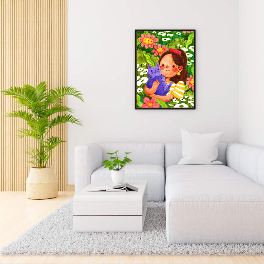 Cartoon Girl - Full Round Drill Diamond Painting 30*40CM