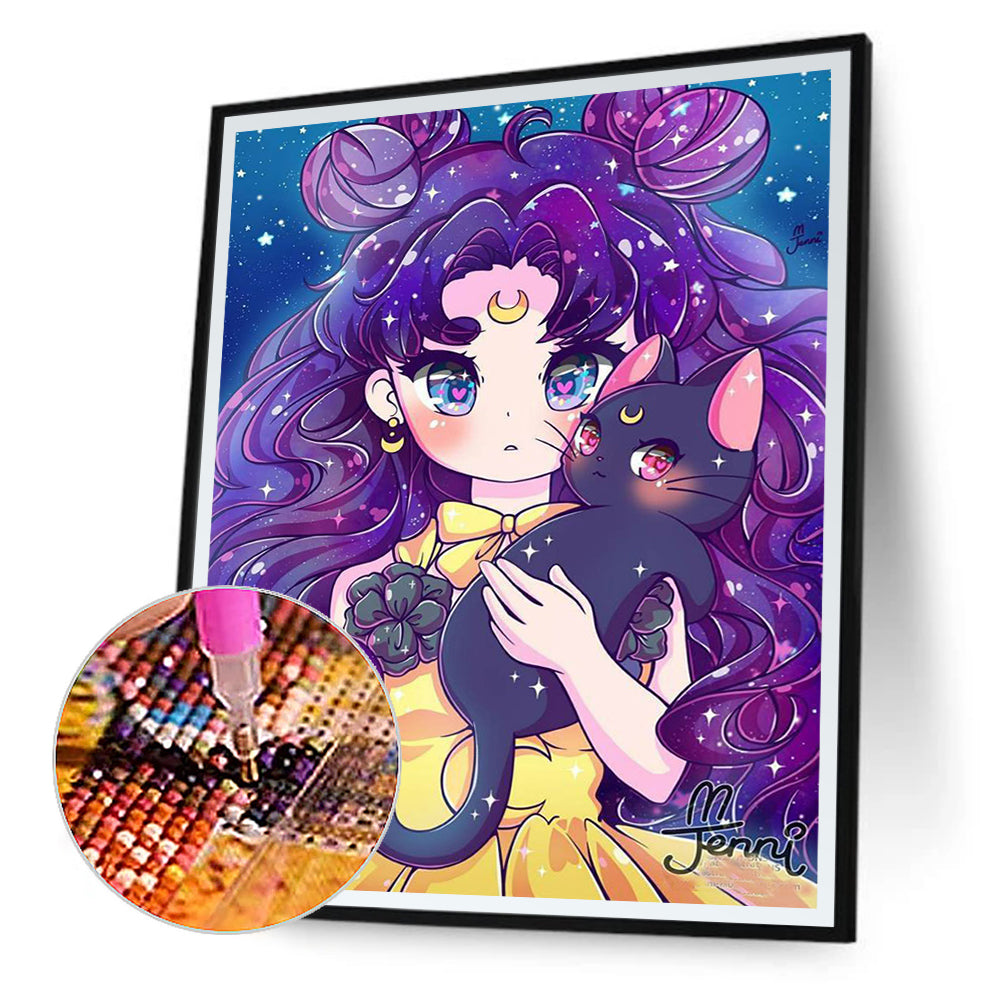 Cartoon Girl - Full Round Drill Diamond Painting 30*40CM