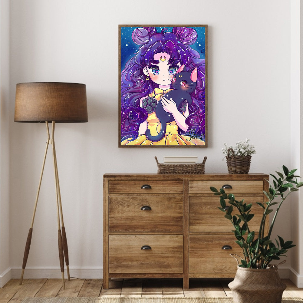 Cartoon Girl - Full Round Drill Diamond Painting 30*40CM