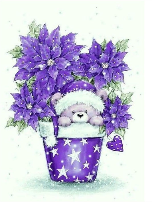 Purple Bear - Full Round Drill Diamond Painting 30*40CM