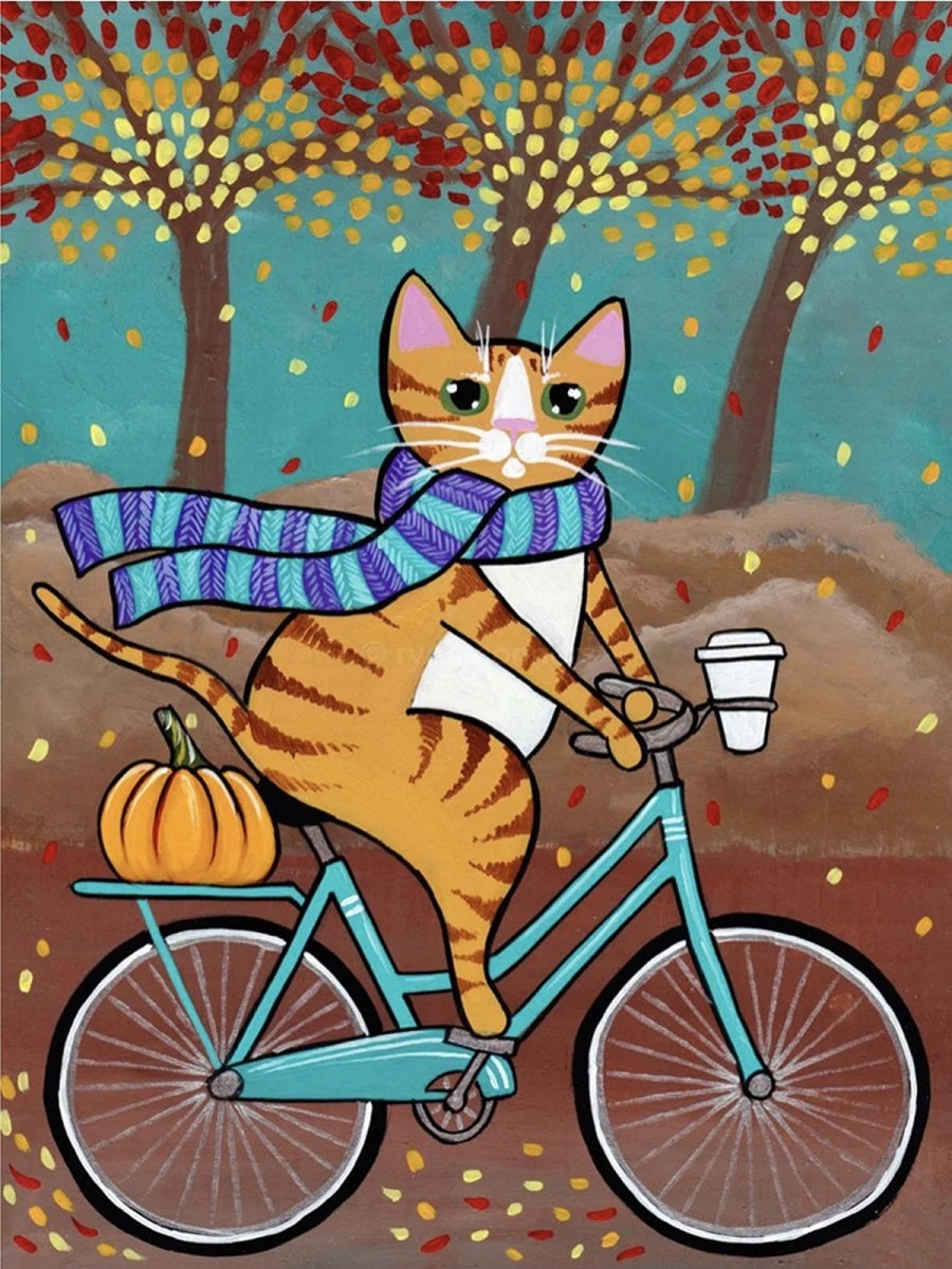 Kitten On A Bike - Full Round Drill Diamond Painting 30*40CM
