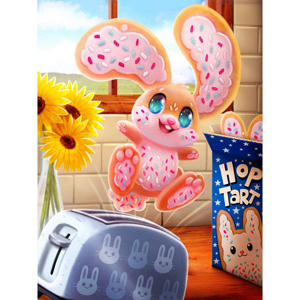 Cartoon Biscuit Bunny - Full Round Drill Diamond Painting 30*40CM