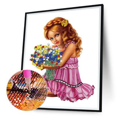 Cute Girl - Special Shaped Drill Diamond Painting 30*40CM