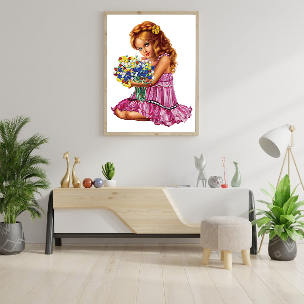 Cute Girl - Special Shaped Drill Diamond Painting 30*40CM