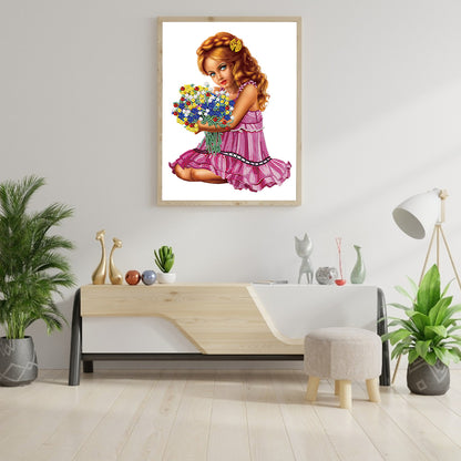 Cute Girl - Special Shaped Drill Diamond Painting 30*40CM