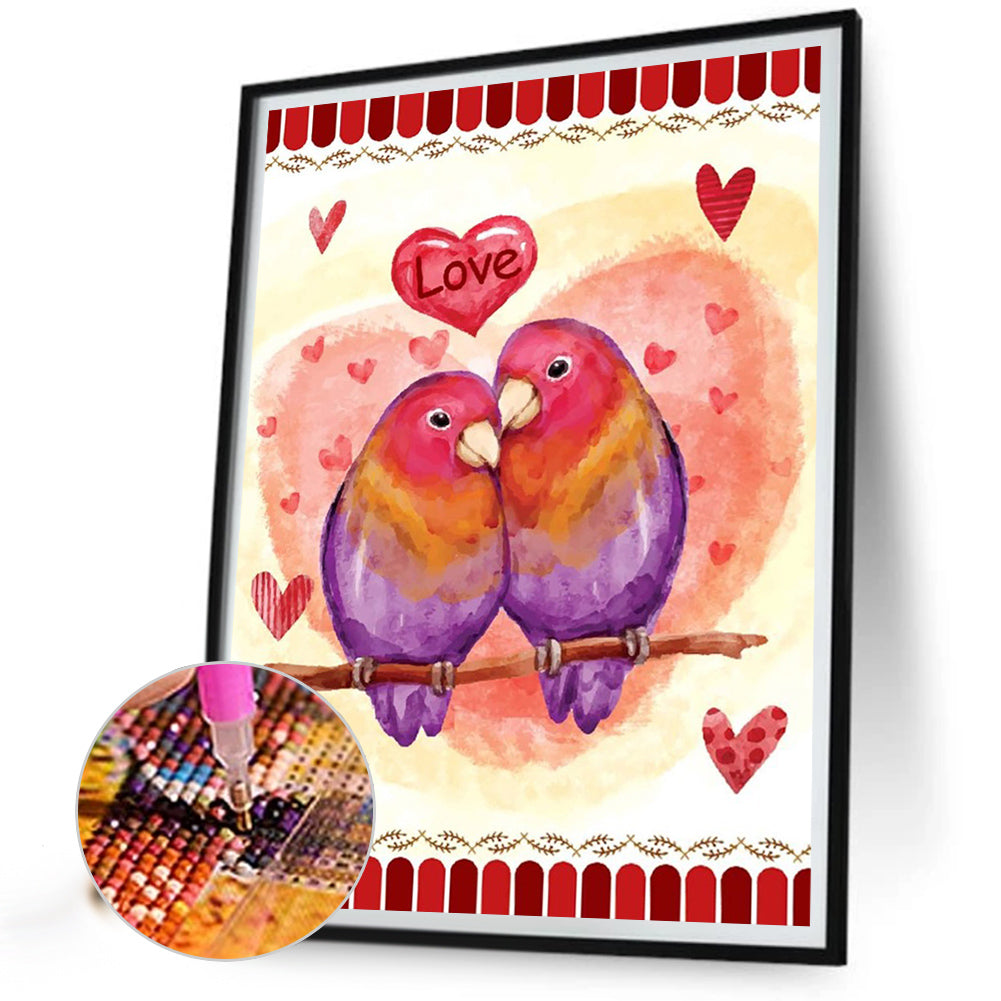 Valentine Parrot - Full Round Drill Diamond Painting 30*40CM
