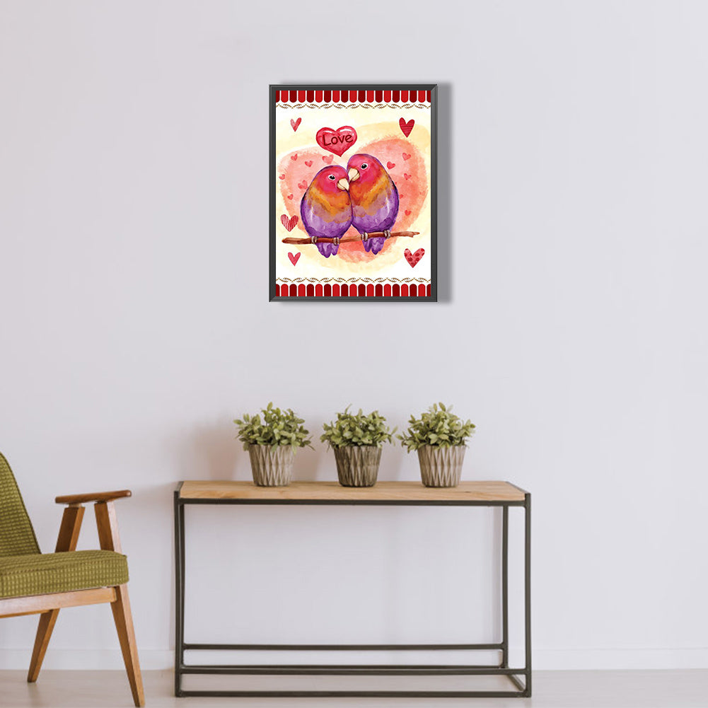 Valentine Parrot - Full Round Drill Diamond Painting 30*40CM