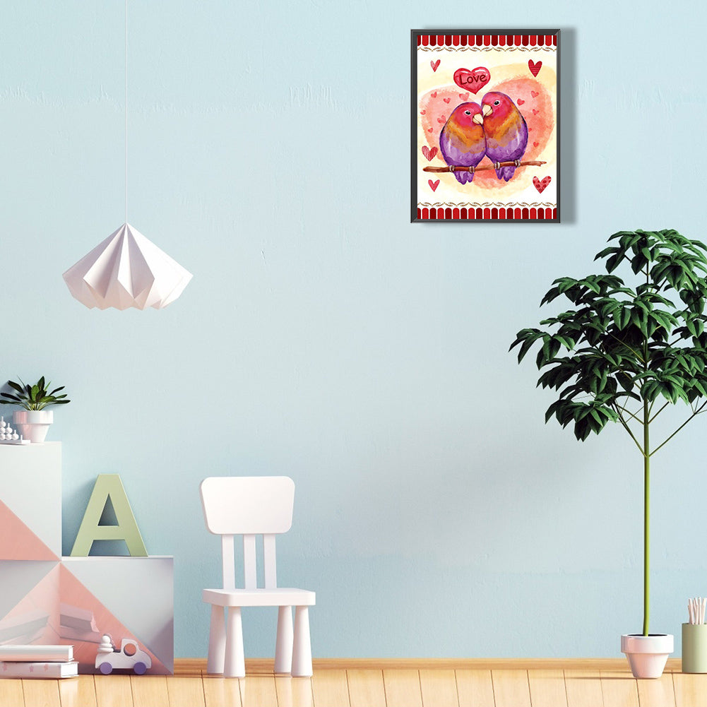 Valentine Parrot - Full Round Drill Diamond Painting 30*40CM