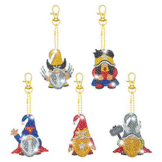 5pcs Diamonds Painting Keychain Crystal DIY Goblin Special-shaped Drill Decor