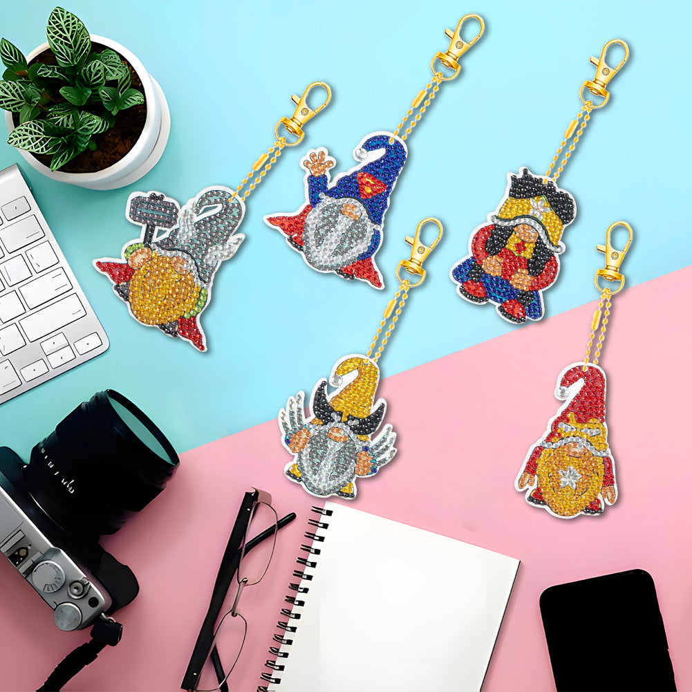 5pcs Diamonds Painting Keychain Crystal DIY Goblin Special-shaped Drill Decor