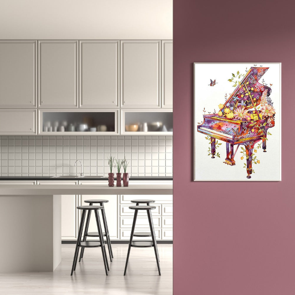 Art Flower Piano - Full Square Drill Diamond Painting 30*40CM