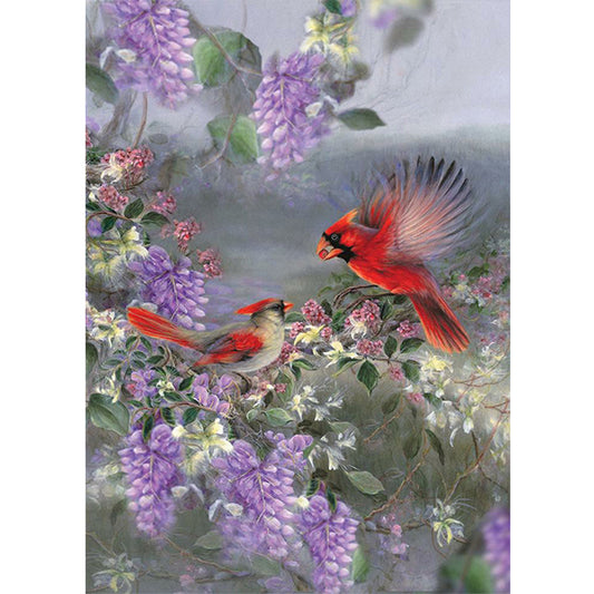 Bird Holding Flower - Full Square Drill Diamond Painting 30*40CM