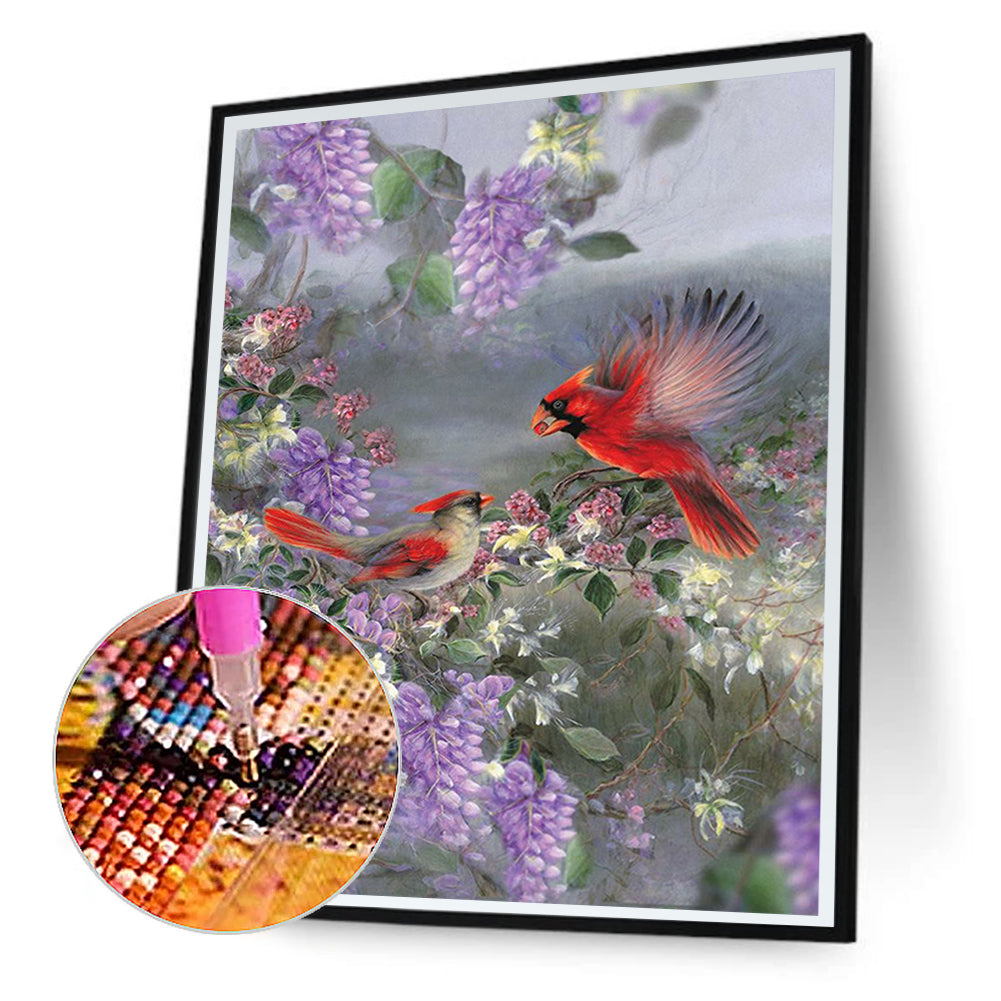 Bird Holding Flower - Full Square Drill Diamond Painting 30*40CM