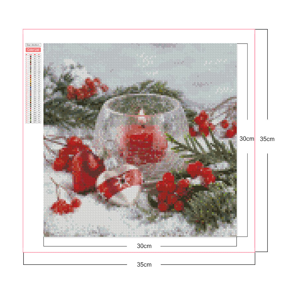 Candles In The Snow - Full Square Drill Diamond Painting 30*30CM