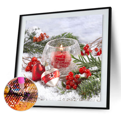 Candles In The Snow - Full Square Drill Diamond Painting 30*30CM