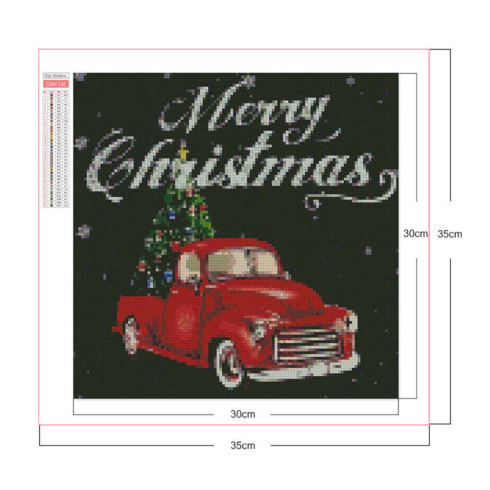 Red Car With Christmas Tree - Full Square Drill Diamond Painting 30*30CM