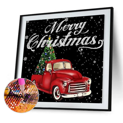 Red Car With Christmas Tree - Full Square Drill Diamond Painting 30*30CM