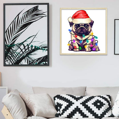 Lantern Puppy - Full Round Drill Diamond Painting 30*30CM