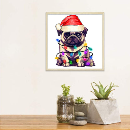 Lantern Puppy - Full Round Drill Diamond Painting 30*30CM