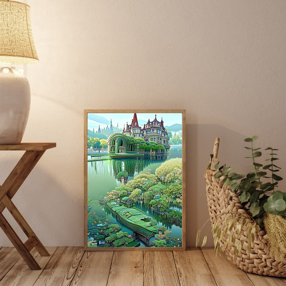 Green Lake Castle - Full Round Drill Diamond Painting 30*40CM
