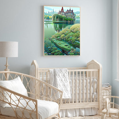 Green Lake Castle - Full Round Drill Diamond Painting 30*40CM