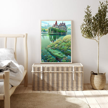 Green Lake Castle - Full Round Drill Diamond Painting 30*40CM