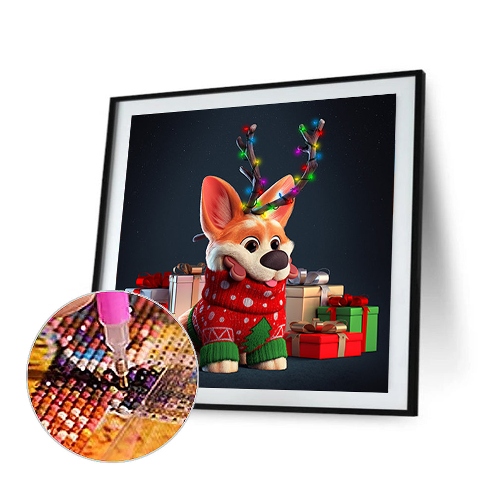 Christmas Dog - Full Round Drill Diamond Painting 30*30CM