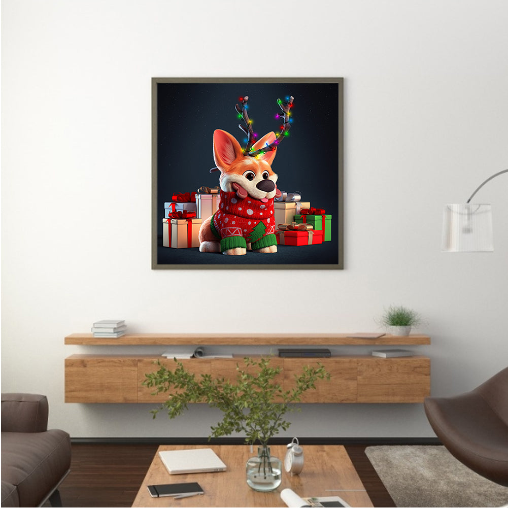 Christmas Dog - Full Round Drill Diamond Painting 30*30CM