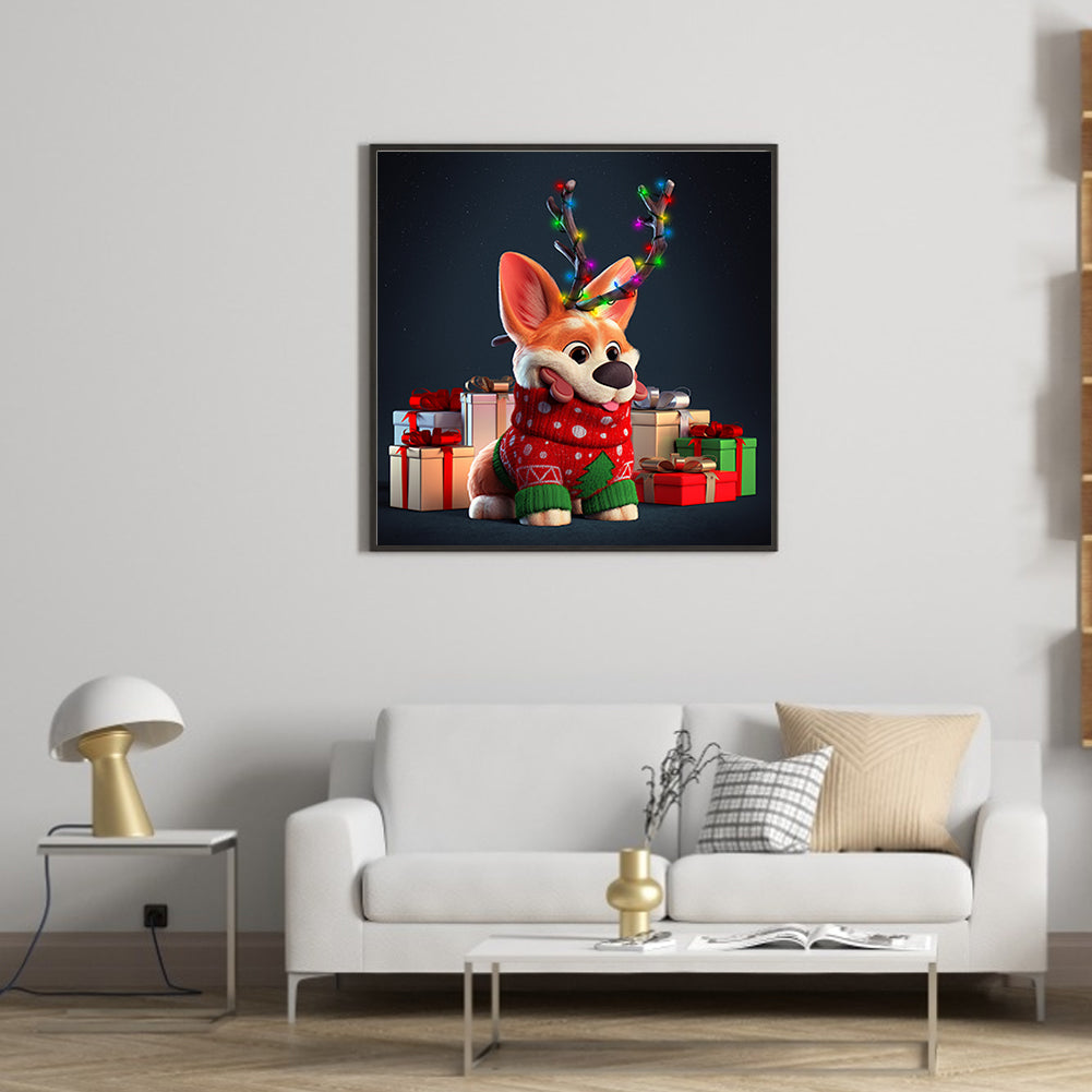 Christmas Dog - Full Round Drill Diamond Painting 30*30CM