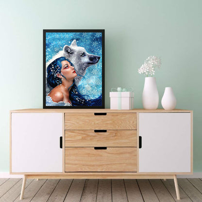 Ice Beauty And Wolf - Full Round Drill Diamond Painting 30*40CM