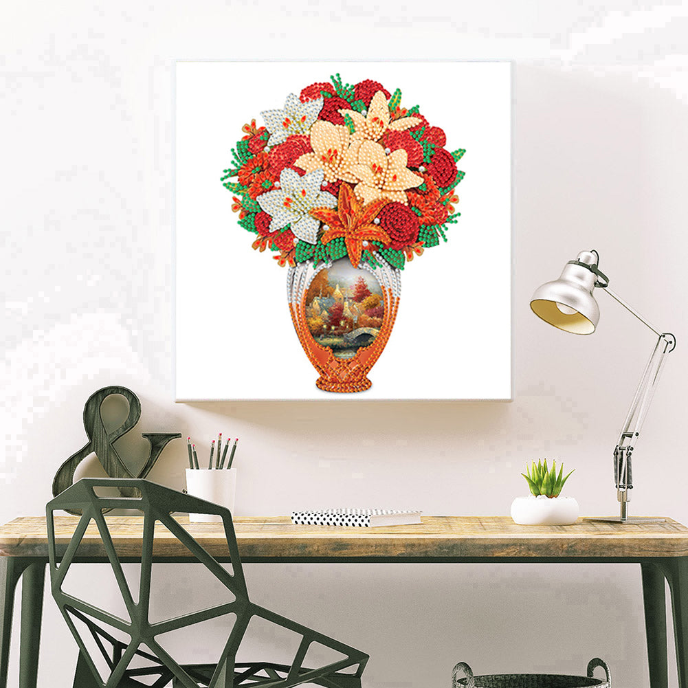 Exquisite Vase Bouquet - Special Shaped Drill Diamond Painting 30*30CM