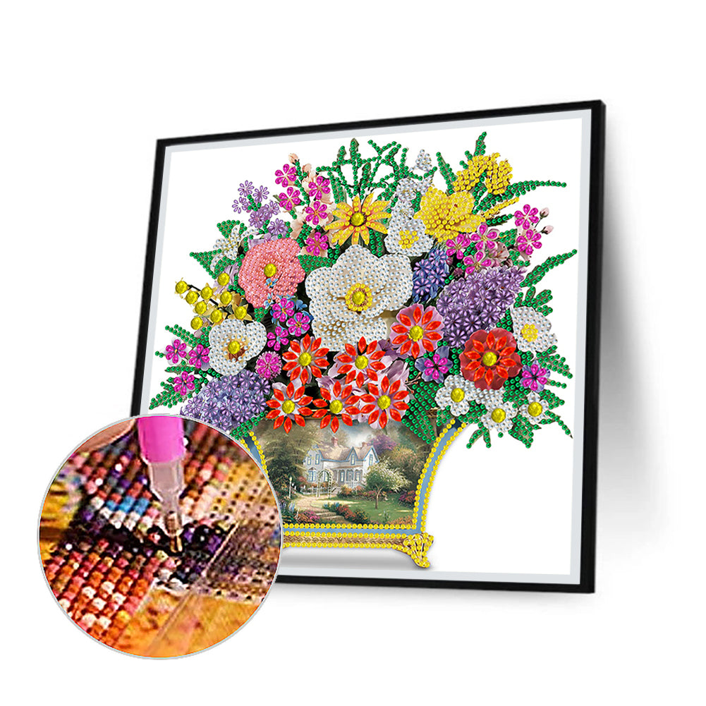Exquisite Vase Bouquet - Special Shaped Drill Diamond Painting 30*30CM