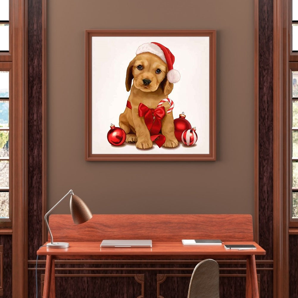 Christmas Puppy - Full Round Drill Diamond Painting 30*30CM