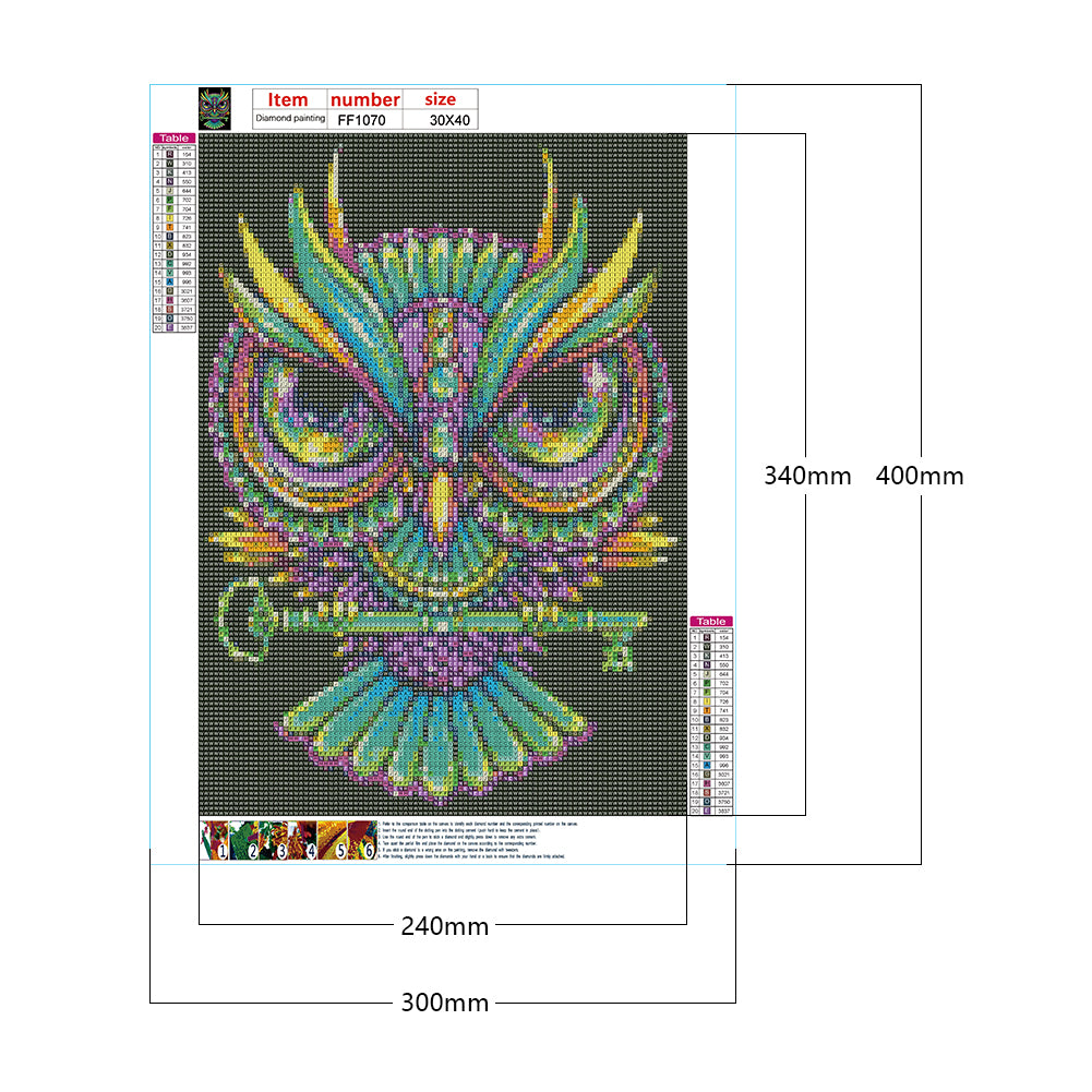 Owl - Full Square Drill Diamond Painting 30*40CM