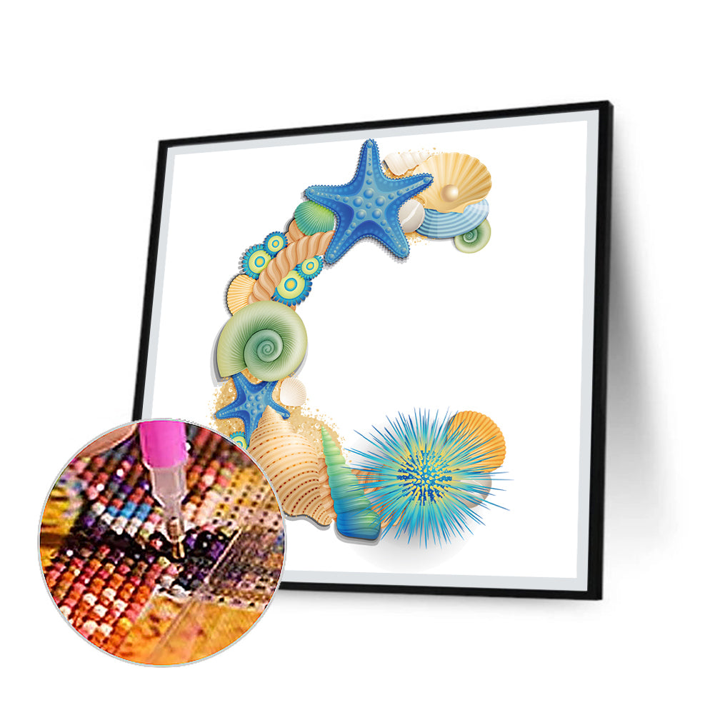 Shell Letter C - Full Round Drill Diamond Painting 30*30CM