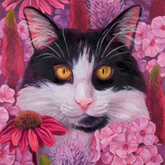 Flower Cat - Full Round Drill Diamond Painting 30*30CM