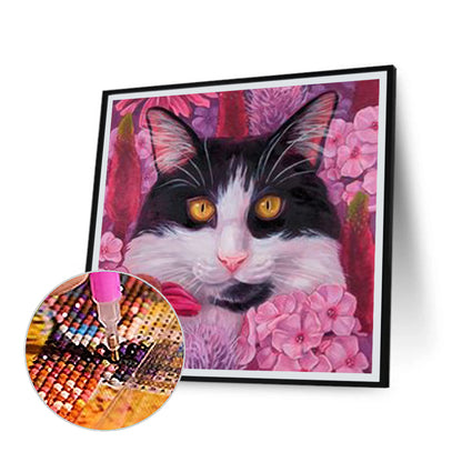 Flower Cat - Full Round Drill Diamond Painting 30*30CM