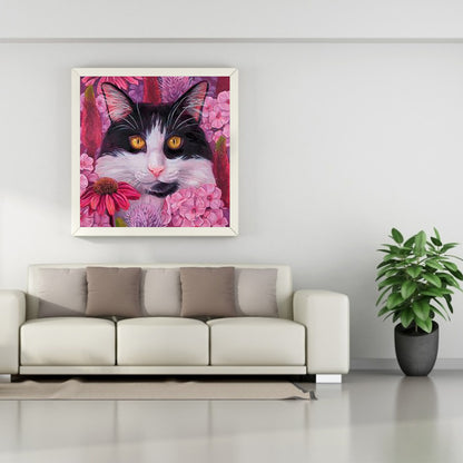 Flower Cat - Full Round Drill Diamond Painting 30*30CM