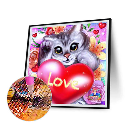 Love Cat - Full Round Drill Diamond Painting 30*30CM