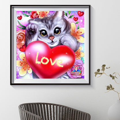 Love Cat - Full Round Drill Diamond Painting 30*30CM