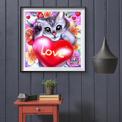 Love Cat - Full Round Drill Diamond Painting 30*30CM