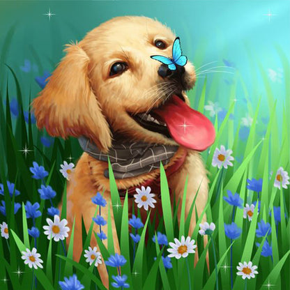 Garden Puppy - Full Round Drill Diamond Painting 30*30CM