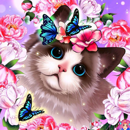 Butterfly Cat - Full Round Drill Diamond Painting 30*30CM