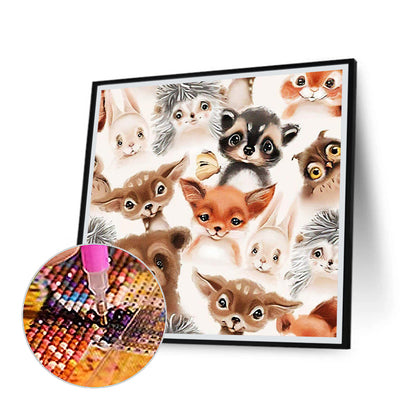 Group Photo Of Animals - Full Round Drill Diamond Painting 30*30CM